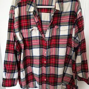 Old Navy Red, White, Blue Plaid Button-Down Shirt